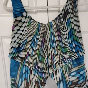 Sunny Leigh Colorful boho peacock colors, stretchy comfy size L Large Sleeveless